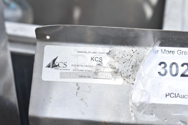 KCS Commercial 3 Bay Sink, stainless steel, visible label with KCS Metal Products info, good condition, auction tag 302.