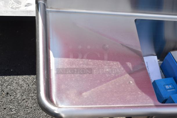 Alt text: "New BK Resources BKS-2-18-12-18T 2-bay sink with dual drain boards, stainless steel, without legs, scratch and dent."