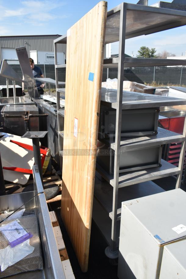 Butcher Block Wooden Tabletop, rectangular, natural wood finish. Good condition, visible wood grain. No markings or tags.