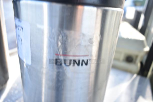 Bunn countertop air pot, stainless steel, with visible label indicating "QTY X3" for auction.
