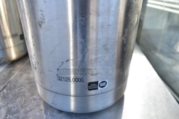 Three stainless steel countertop air pots, model 32125.0000, NSF certified, visible wear, made in China.