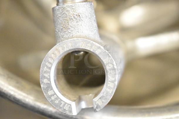 Hobart HL12B paddle attachment with engraved model and patent details for Hobart Legacy 12 Quart Mixer.