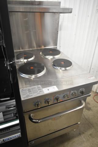 BRAND NEW Cooking Performance Group ER24-240-1, 24" 4-burner electric range with oven, 240V, 1 phase, scratch and dent condition.