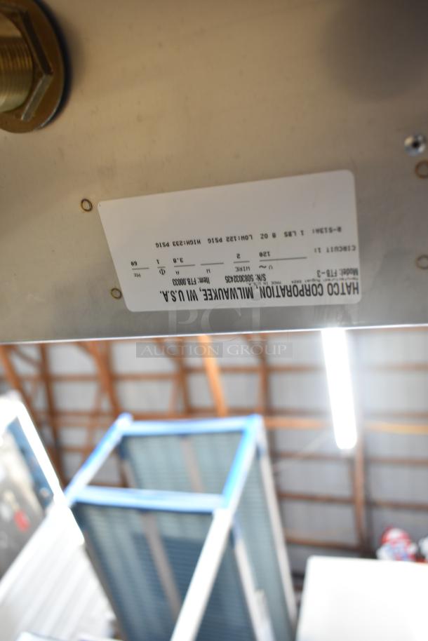 Hatco FTB-3 Commercial Frost Top, new, scratch and dent; 57" drop-in, three pan capacity, 120V, 1 phase, model label visible.