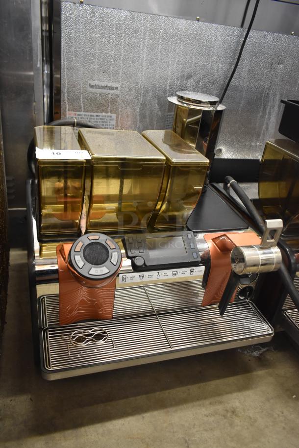 Thermoplan Mastrena II CS stainless steel automatic espresso machine with steam wand, countertop model, 250V, 1 phase.