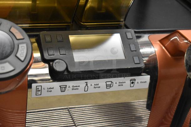 Thermoplan Mastrena II CS stainless steel espresso machine with display panel, control buttons, and steam wand; 250V, 1 phase.