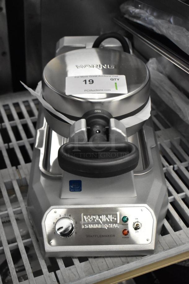 Brand new Waring WWD180X single classic waffle maker, 120 volts, with minor scratches and dents, commercial model.