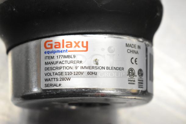 Brand new Galaxy 177IMBL9 9" immersion blender, light-duty, variable speed, 2/5 HP. Voltage: 120V, 1 Phase. Scratch and dent condition.