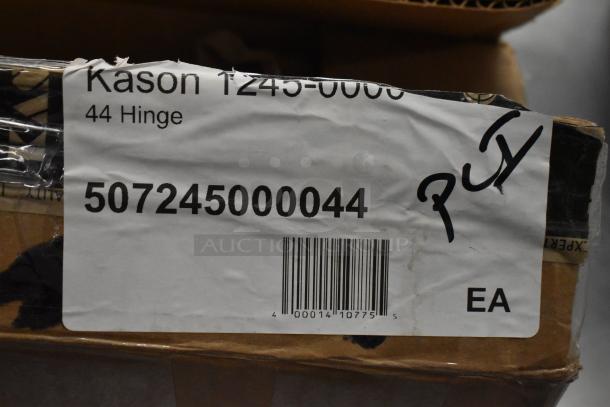 Kason 1245-0006 44 Hinge label, part of a lot including ballast and AC contactor. Scratch and dent condition, barcode visible.