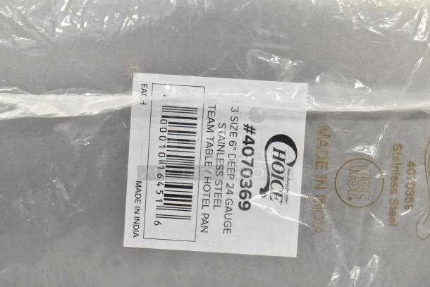 21 brand new scratch and dent Choice stainless steel drop-in bins, model #4070369, 6" deep, made in India.