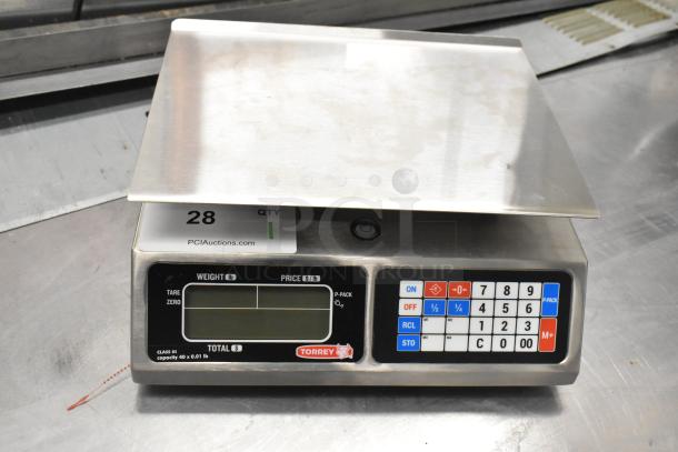 BRAND NEW SCRATCH AND DENT Torrey L-PC-40L Digital Price Computing Scale, 40 lb capacity, legal for trade, keypad visible.