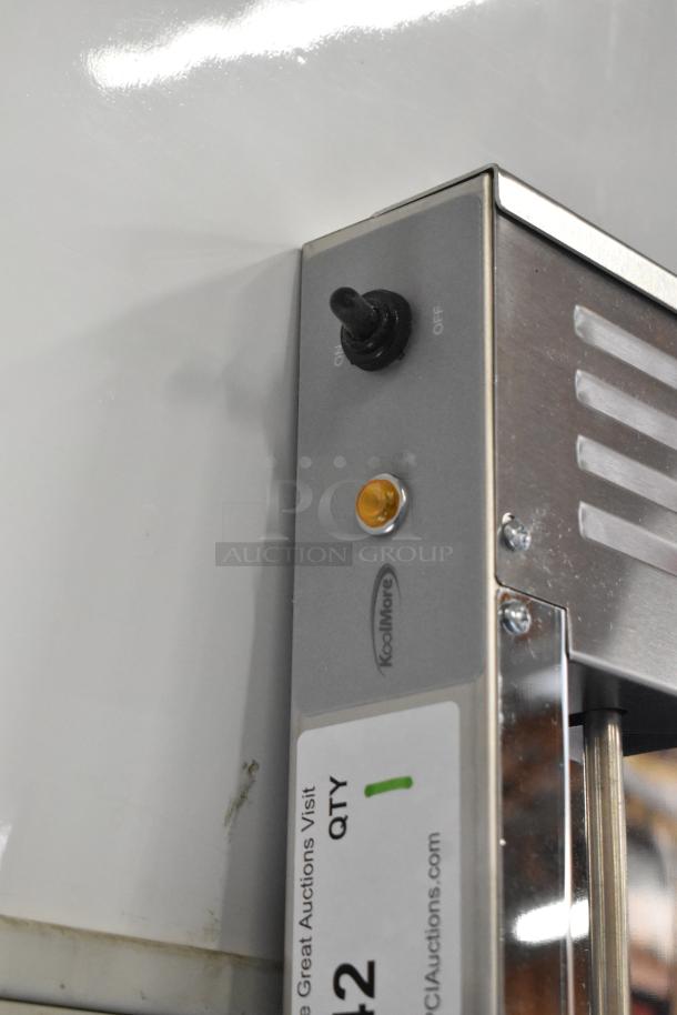 Brand new KoolMore KM-WSTRIP-72 commercial strip warmer with toggle controls, 120V, 1 phase, showing scratches.