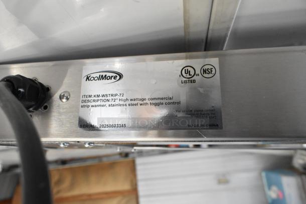 2025 KoolMore KM-WSTRIP-72, 72-inch commercial strip warmer, new condition, stainless steel, toggle controls, 120V, UL and NSF listed.