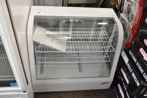 Brand new KoolMore CDC-3C-WH countertop display refrigerator, 3.6 cu ft, visible packaging and labels, 110-120 volts, 1 phase.