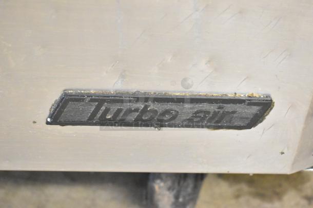 Turbo Air TWR-48SD 2 Door Undercounter Cooler, commercial casters, 115V, 1 phase, logo plaque visible.