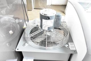 BRAND NEW Canarm 14" Wall Exhaust Fan S14-E1, 2,170 CFM, 1/4 hp, 1-phase, minor scratches visible, with labels.