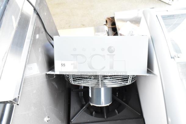 Brand new 2025 Canarm 14" wall exhaust fan, 1-speed, 2170 CFM, 1/4 hp, with minor scratches and dents, label "55 QTY".
