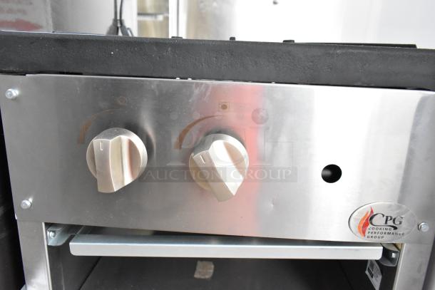 BRAND NEW Cooking Performance Group CPG-SP-18-N Natural Gas Stock Pot Range, 80,000 BTU, control knobs, minor scratches.