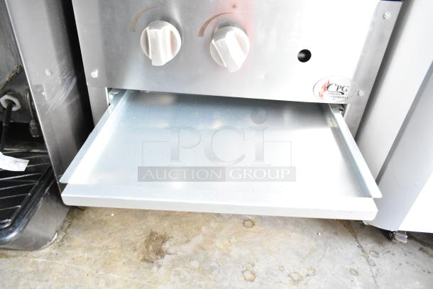 Brand new Cooking Performance Group stock pot range, model 351CPGSP18N, 80,000 BTU, scratch and dent, natural gas.