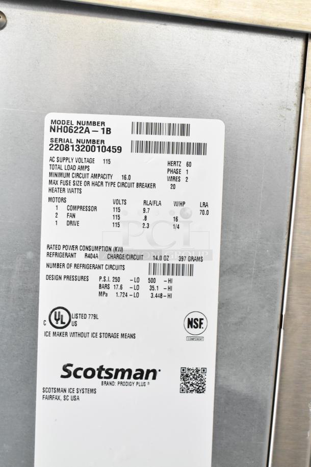 2022 Scotsman NH0622A-1B ice head on 2022 Lancer TP30 dispenser. Stainless steel, touchscreen, automatic agitation, 115V.