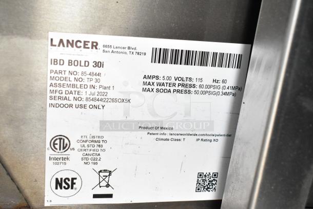 2022 Scotsman NH0622A-1B ice head on Lancer TP30 dispenser, stainless steel, touchscreen, automatic agitation, 115V, 1 Phase.