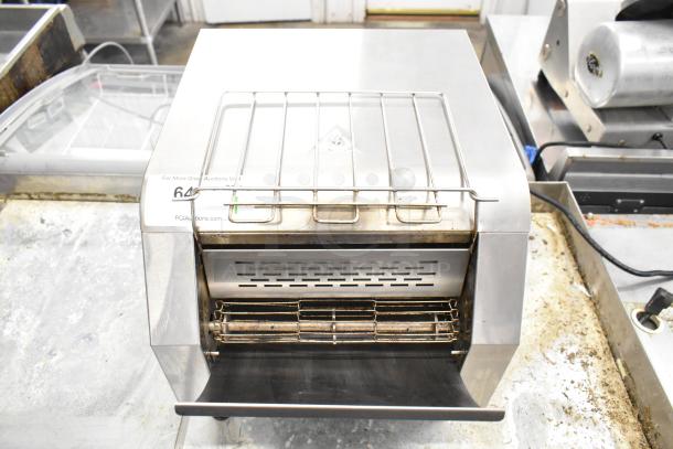 2023 BI006192 Commercial Electric Conveyor Toaster Oven, 110V, 1 Phase, stainless steel, with control panel and ventilation slots.