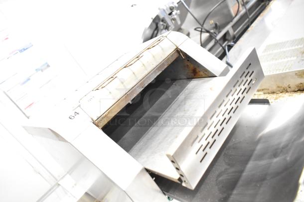 2023 BI006192 commercial countertop electric conveyor toaster oven; used condition, 110 volts, 1 phase, visible grill marks.