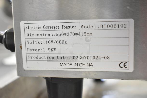 2023 BI006192 Electric Conveyor Toaster, 560x370x415mm, 110V, 1.9KW, used, model BI006192, made in China, CE certified.