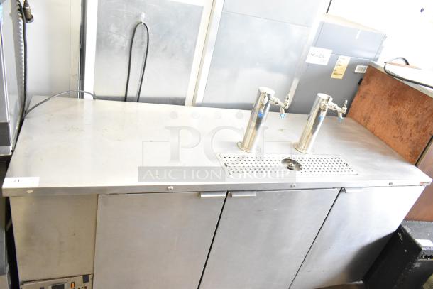 Micro Matic MDD-78 S commercial kegerator with two double tap towers, stainless steel, 115 volts, shows signs of use.