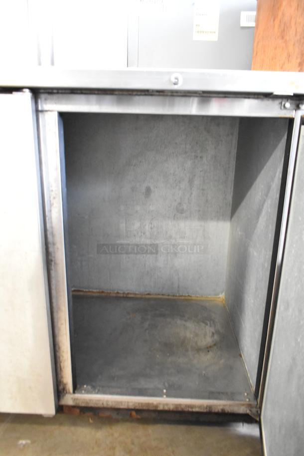 Micro Matic MDD-78 S kegerator interior, commercial use, visible wear. Features 2 double tap beer towers, 115 volts, 1 phase.