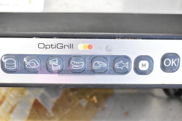 T-Fal OptiGrill countertop panini press control panel with food icons and status buttons. 115 Volts, 1 Phase.