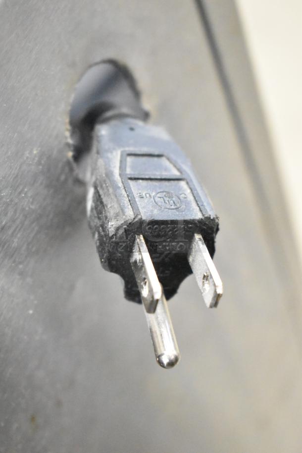 2021 ServIt 423EST2WOPB Steam Table, open well, two pan, 120V, 1 phase, electric plug detail shown.