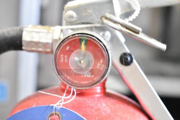 Two fire extinguishers, including Buckeye brand, with pressure gauge showing full. Pickup required; not available for shipping.