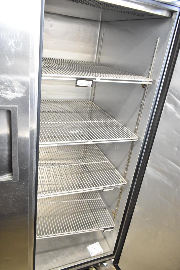 2018 True TG2R-2S-HC commercial cooler, 2 doors, stainless steel, used, adjustable shelves, 115V, 1 phase.