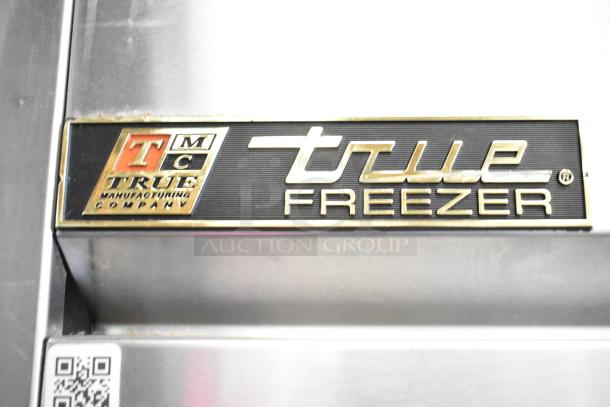 True T-49F Commercial 2-Door Reach-In Freezer label. 115V, 1 Phase. True Manufacturing branding visible.