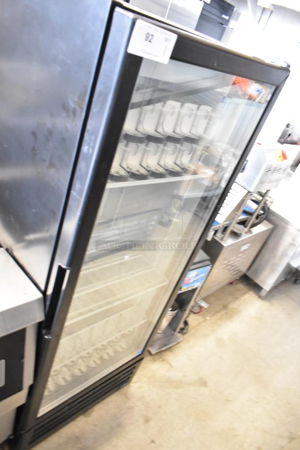 2021 IDW G-12SI-N-3-3-4-B-5 commercial single door cooler, 115V, 1 phase, glass front, metal frame, good condition.