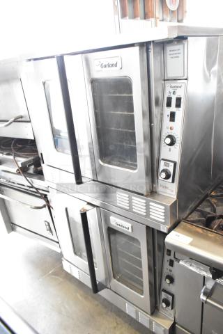 Two 2017 Garland MCO-GS-10S convection ovens, natural gas, view-through doors, thermostatic controls, 60,000 BTU each.