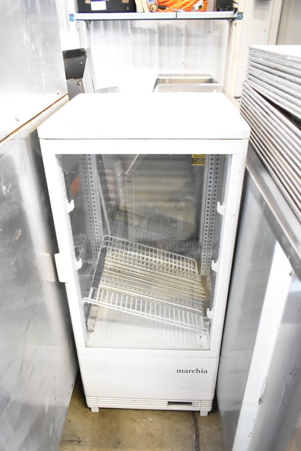 Marchia MDC78W Countertop Refrigerated Merchandiser, 110-120V, 1 Phase, white, glass door, used condition.