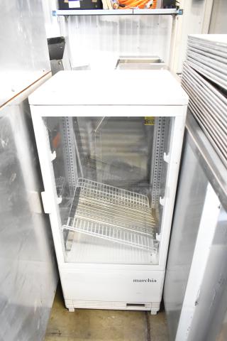 Marchia MDC78W Countertop Refrigerated Merchandiser, 110-120V, 1 Phase, white, glass door, used condition.