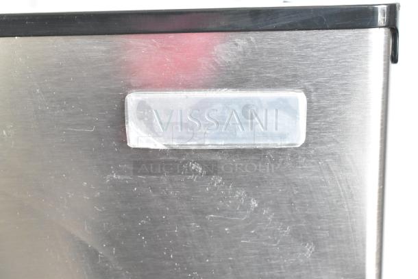 Brand new Vissani MDFF7SS reach-in cooler/freezer. Stainless steel, 115V, 1 Phase, with visible scratches.