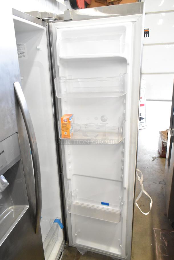 Brand new 2025 Frigidaire FRSS2623ASN fridge. Scratch and dent. Includes freezer, ice/water dispenser, 115V, 1 phase.