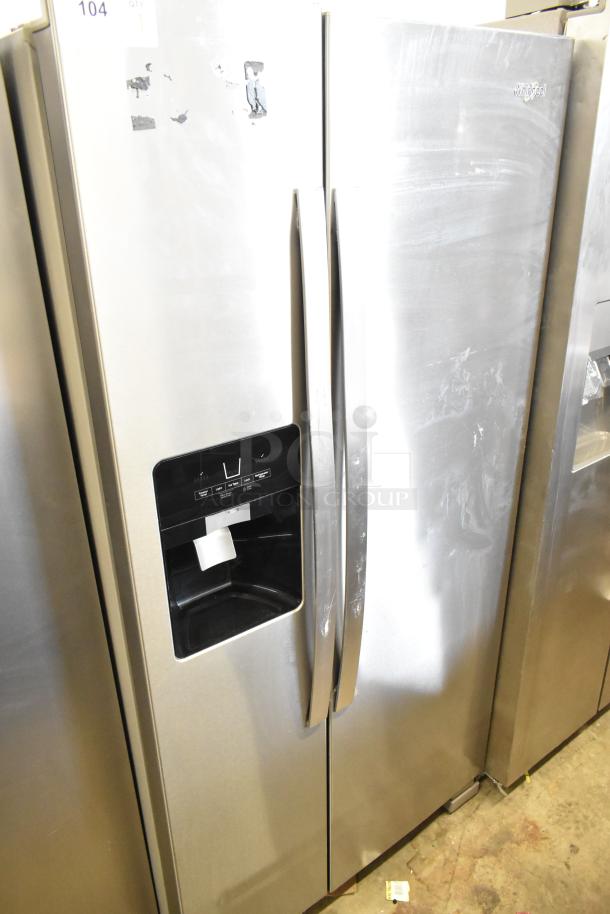 Brand new Whirlpool WRS321SDHZ00 reach-in cooler, scratch and dent, with ice/water dispenser. 115V, 1 phase, 2017 model.