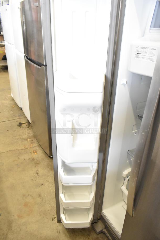 Brand new 2017 Whirlpool WRS321SDHZ00 cooler with freezer, ice, and water dispenser; minor scratches; 115V, 1 phase.