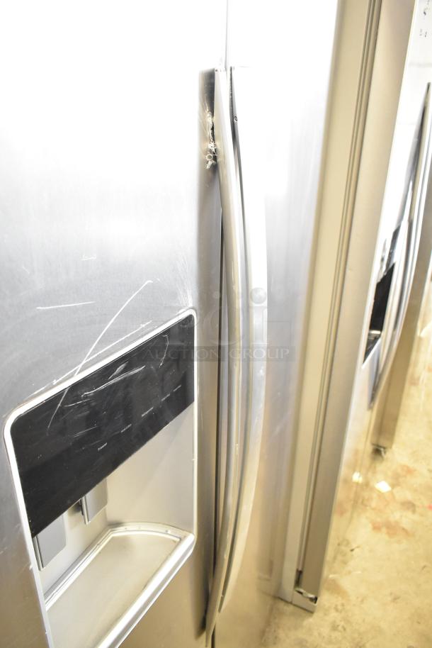 2025 Whirlpool WRSC6536RZ00 Reach-In Cooler/Freezer, slight scratches visible. Includes ice/water dispenser. 115 Volts, 1 Phase.