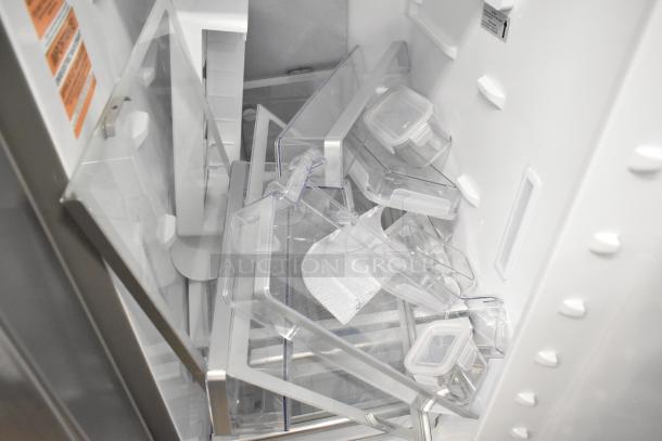 Whirlpool WRSC6536RZ00 reach-in cooler with freezer, ice/water dispenser. Brand new with minor scratches, 115V, 1 phase.