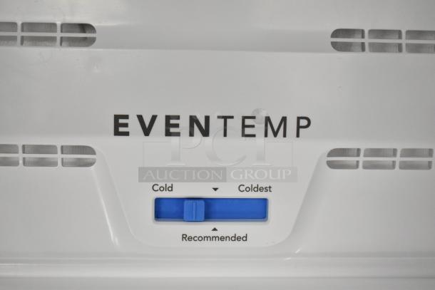 Frigidaire FFTR20M5VS7 control panel with "EVEN TEMP" and blue temperature slider.