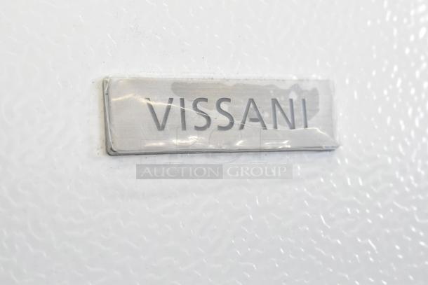 Vissani logo label on brand new MDTF18WHR reach-in cooler with freezer, 115V, 1 phase. Scratch and dent condition.