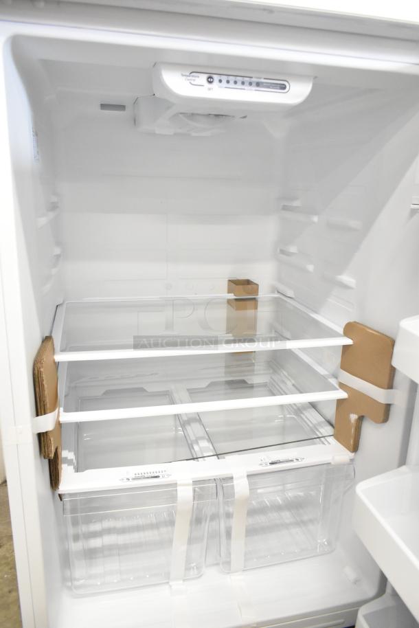 BRAND NEW 2024 Vissani MDTF18WHR Reach-In Cooler with Freezer, 115V, 1 Phase, interior view, shelves and bins visible.