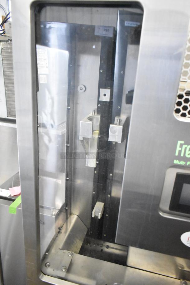 JBT 2ND-GEN-MFJ-HE Fresh N Squeeze commercial citrus juicer in stainless steel, on casters. 115 volts, 1 phase.