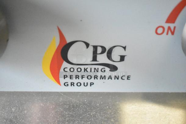 "Cooking Performance Group logo on a natural gas countertop range model 351RCPG24NL, 88,000 BTU."